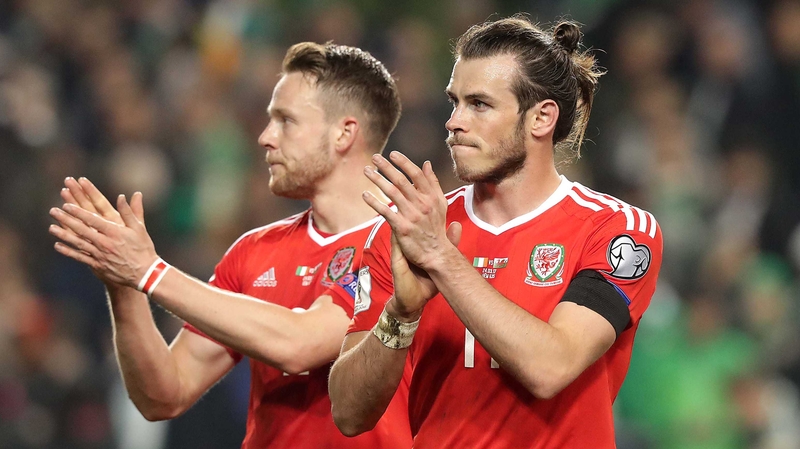 Gareth Bale applauds the travelling Welsh fans