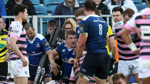 Ross Molony emerges from a sea of bodies after his decisive try