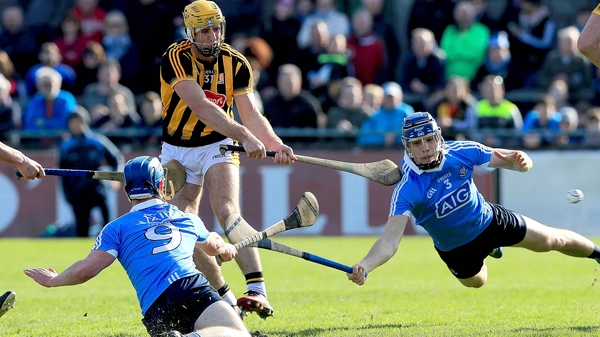 Kilkenny's Colin Fennelly is tackled by Rian McBride and Eoghan O'Donnell of Dublin