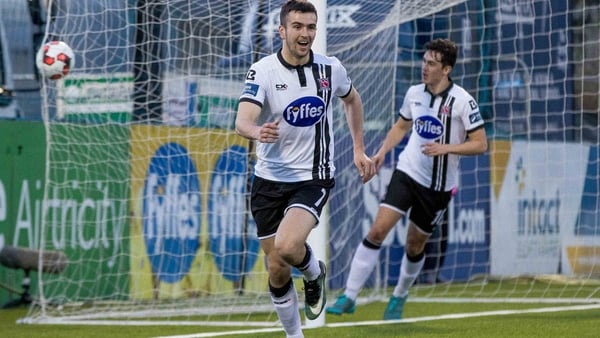 Michael Duffy celebrates Dundalk's second goal
