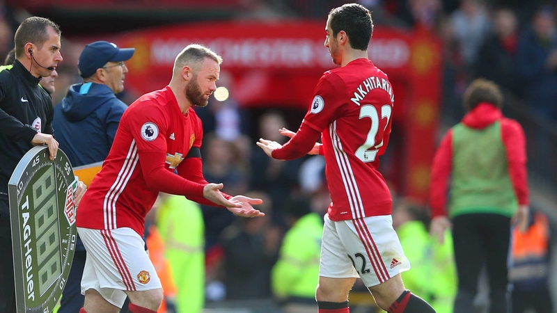 Wayne Rooney replaces Henrikh Mkhitaryan in the second half