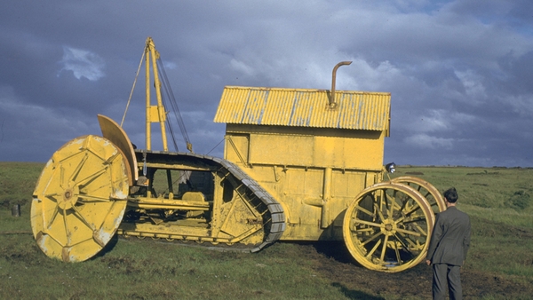 A turf cutting machine at Timahoe in north Kildare in 1962. Photo: RTÉ Stills Library