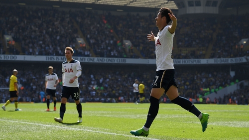 Son Heung-min celebrates another goal for Tottenham