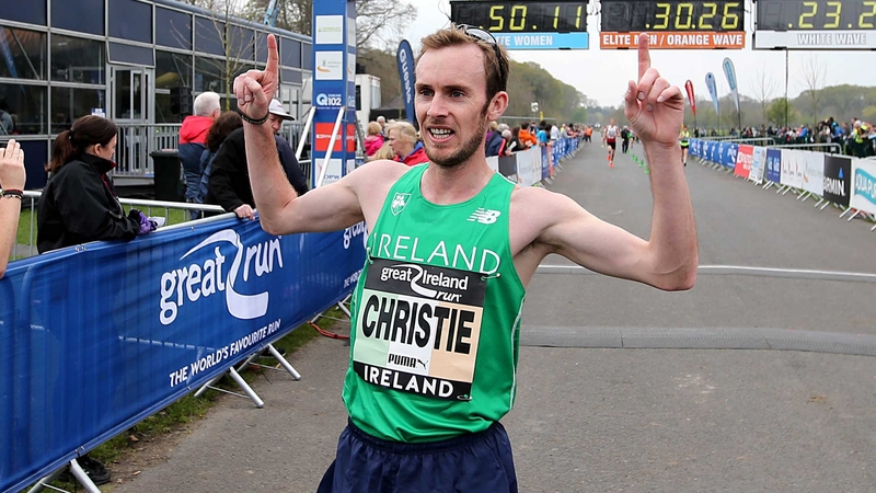 Mullingar Harriers' Mark Christie celebrates his win in the Phoenix Park