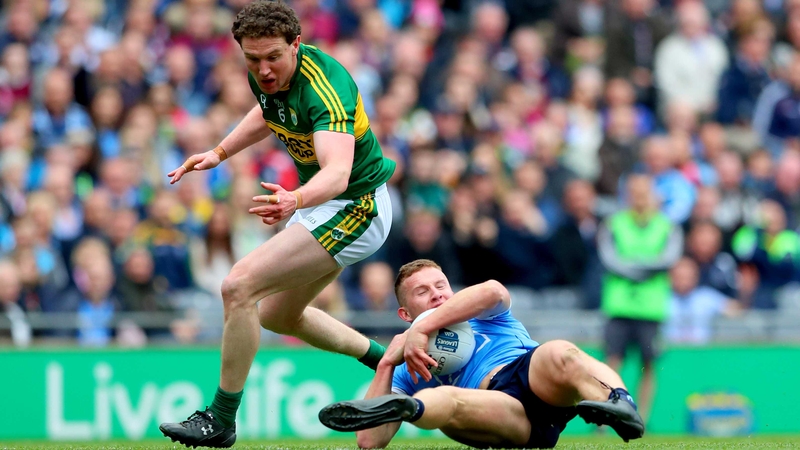Tadhg Morley and Ciaran Kilkenny in action at Croke Park