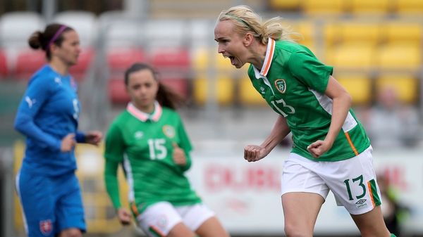 Stephanie Roche celebrates her goal