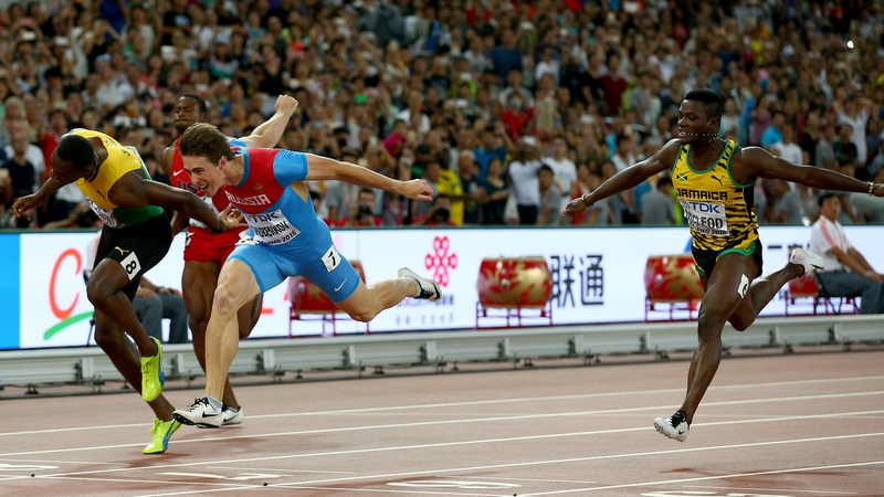 Sergey Shubenkov takes first in the 110m hurdles final at the 2015 World Championships