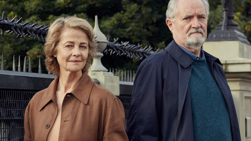 Charlotte Rampling and Jim Broadbent in posh London in The Sense of an Ending