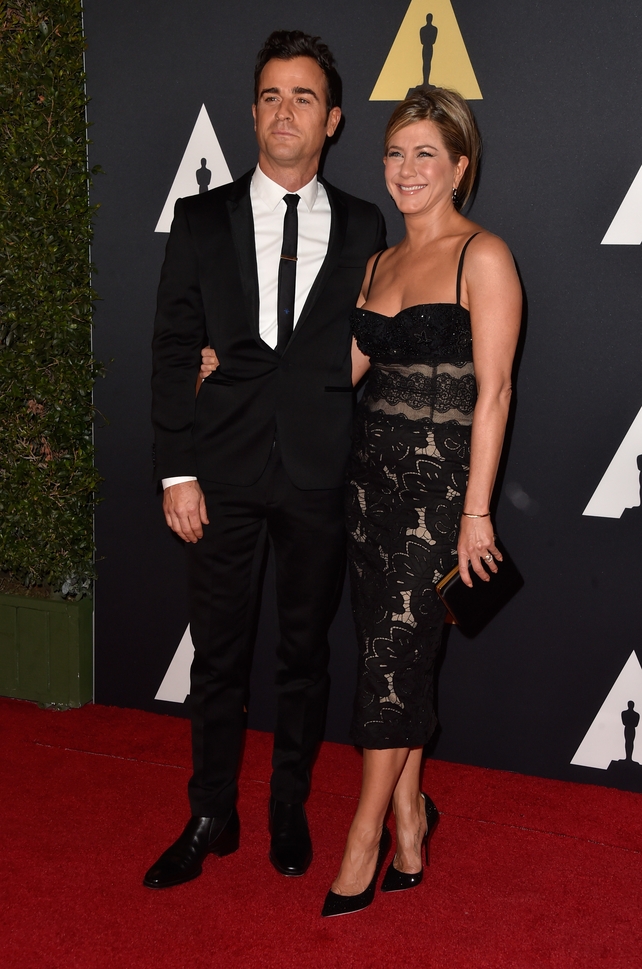 Jennifer looked lovely in this Zuhair Murad dress and Justin is chic as usual at the Academy Of Motion Picture Arts And Sciences' 2014 Governors Awards.