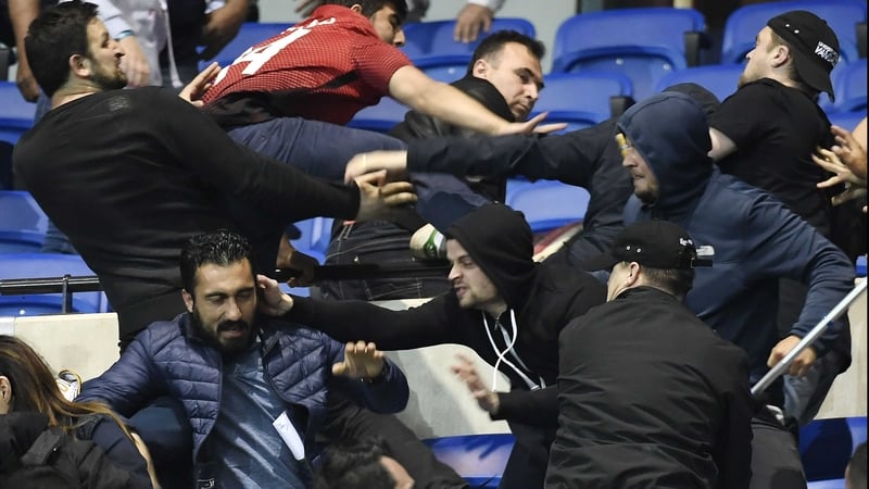 Fans clash at Parc Olympique Lyonnais