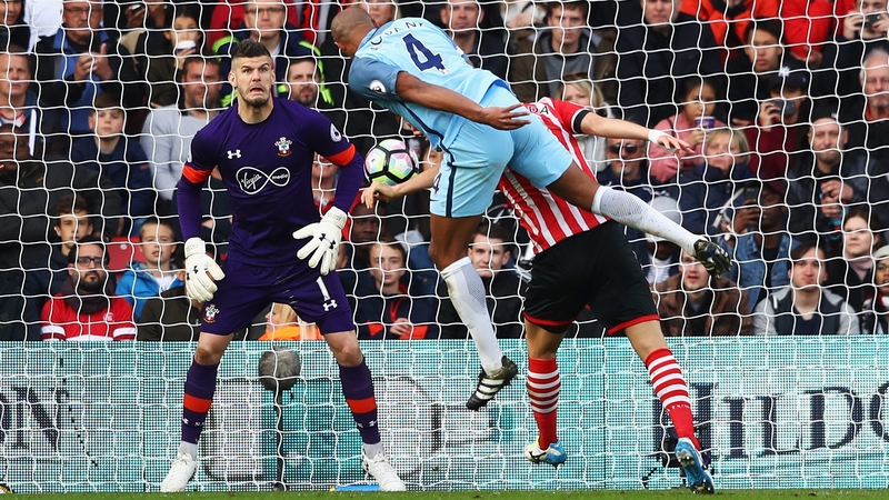 Vincent Kompany scores for City yesterday