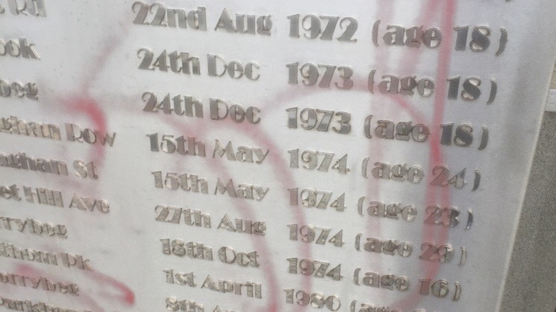 Spray paint was used to deface the memorial in the Newry graveyard