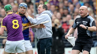 Davy Fitzgerald races on to the pitch