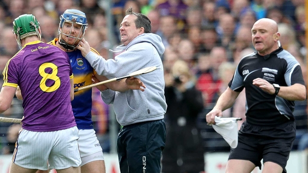 Davy Fitzgerald races on to the pitch