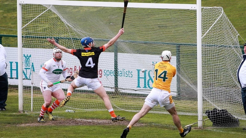 Antrim's Neill McManus scores his side's second goal