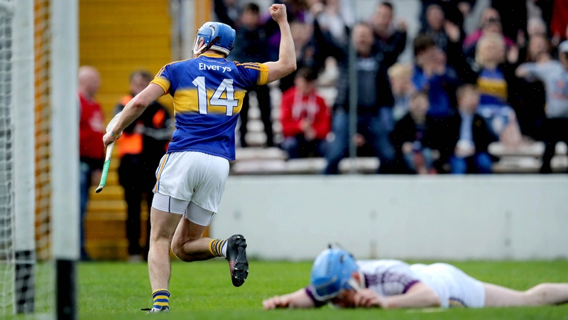 John McGrath celebrates his second goal against Wexford