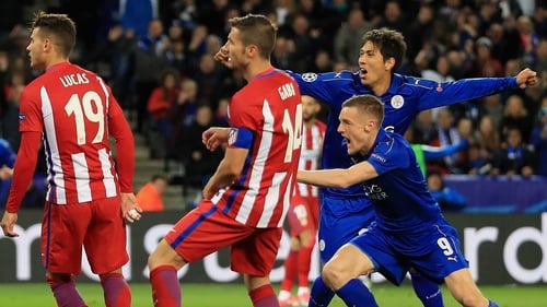 Jamie Vardy reacts to his goal at the Kingpower Stadium