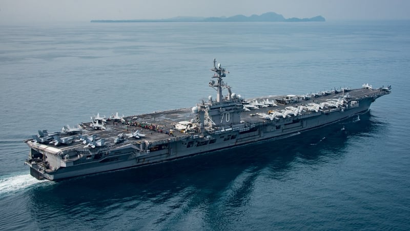 Handout provided by the US Navy shows the USS Carl Vinson in Sunda Strait on 14 April