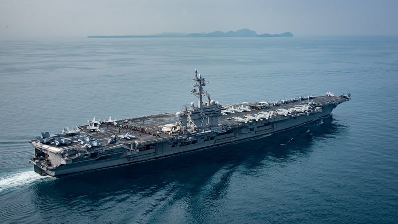 The USS Carl Vinson transits the Sunda Strait in Indonesia on 14 April