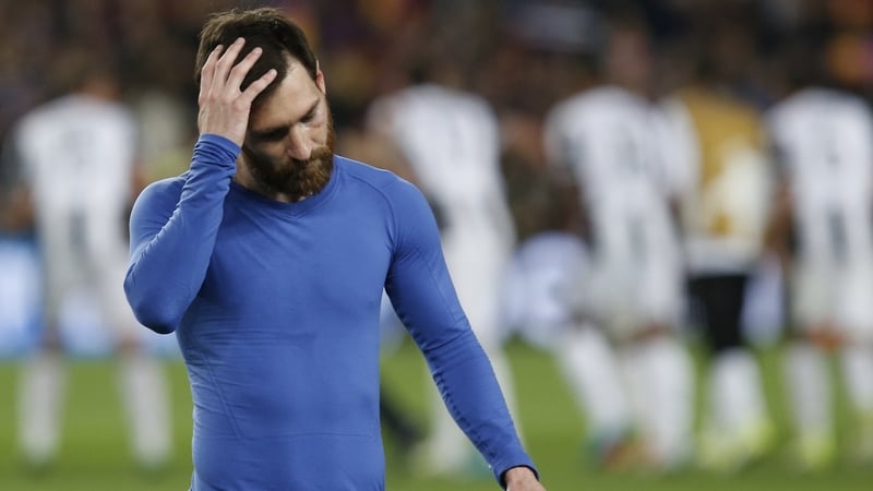 A dejected Messi following Barcelona's Champions League exit at the hands of Juventus
