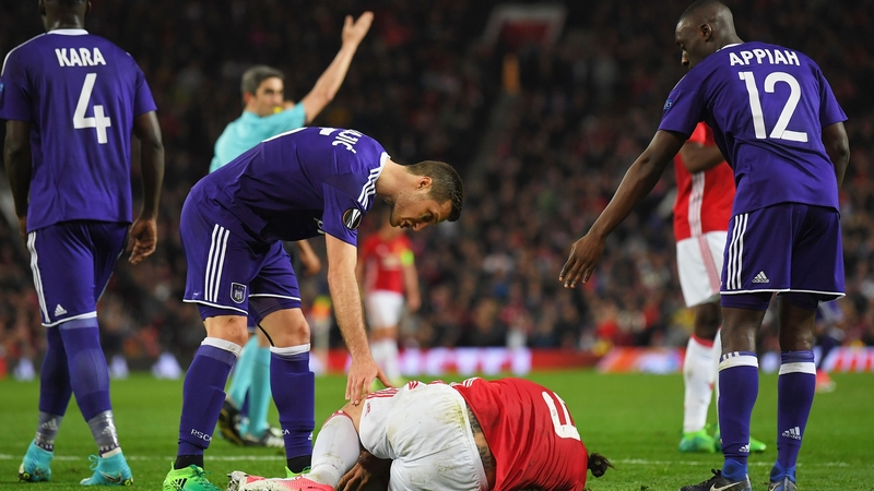 Ibrahimovic was injured in the final minute of normal time against Anderlecht