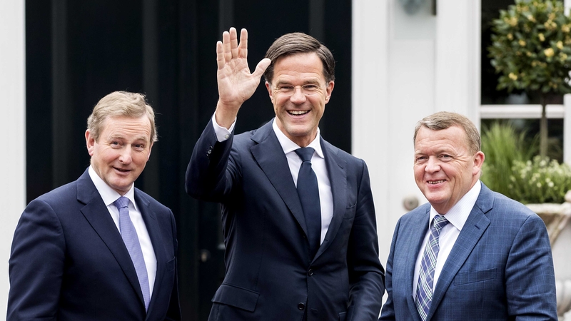 Enda Kenny with Dutch Prime Minister Mark Rutte and Danish Prime Minister Lars Lokke Rasmussen in The Hague