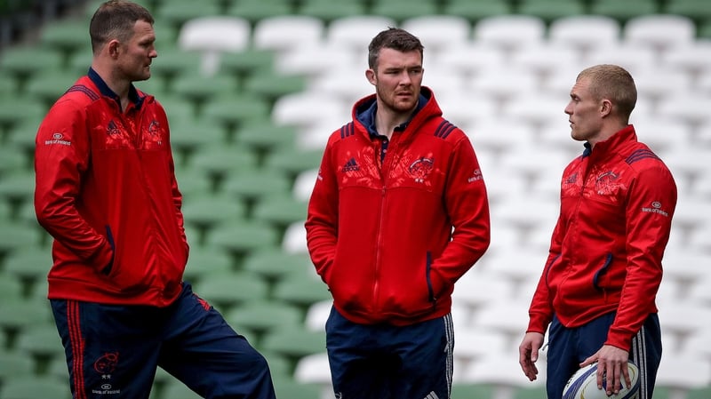 Donnacha Ryan, Peter O'Mahony and Keith Earls during Munster's captain's run on Friday