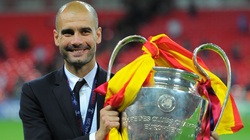 Pep Guardiola with the Champions League trophy in 2011