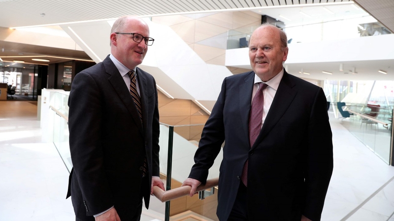 Professor Philip Lane with Finance Minister Michael Noonan at the recent official opening of the new Central Bank