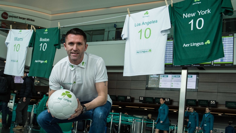 Robbie Keane was at Dublin Airport today to launch Aer Lingus' big North American sale yesterday