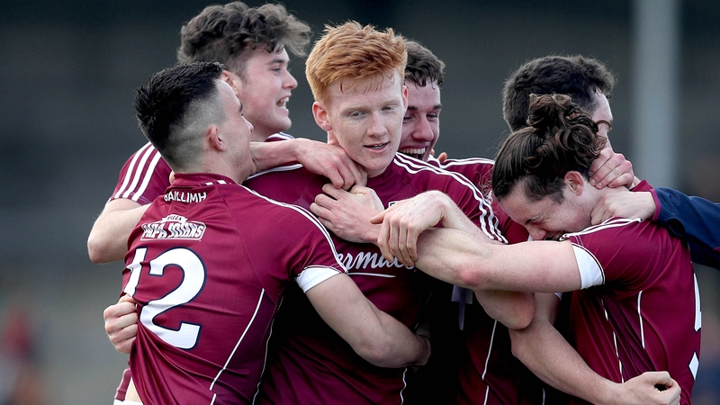 Galway players celebrate their win over Kerry in the U-21 semi-final