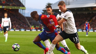 Mousa Dembele and Ben Davies put pressure on Crystal Palace's Wilfried Zaha