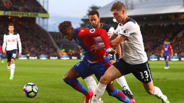 Mousa Dembele and Ben Davies put pressure on Crystal Palace's Wilfried Zaha