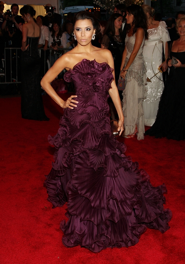 Eva Longoria Parker wore Marchesa to the 2008 Met Gala. Theme: Superheroes: Fashion and Fantasy