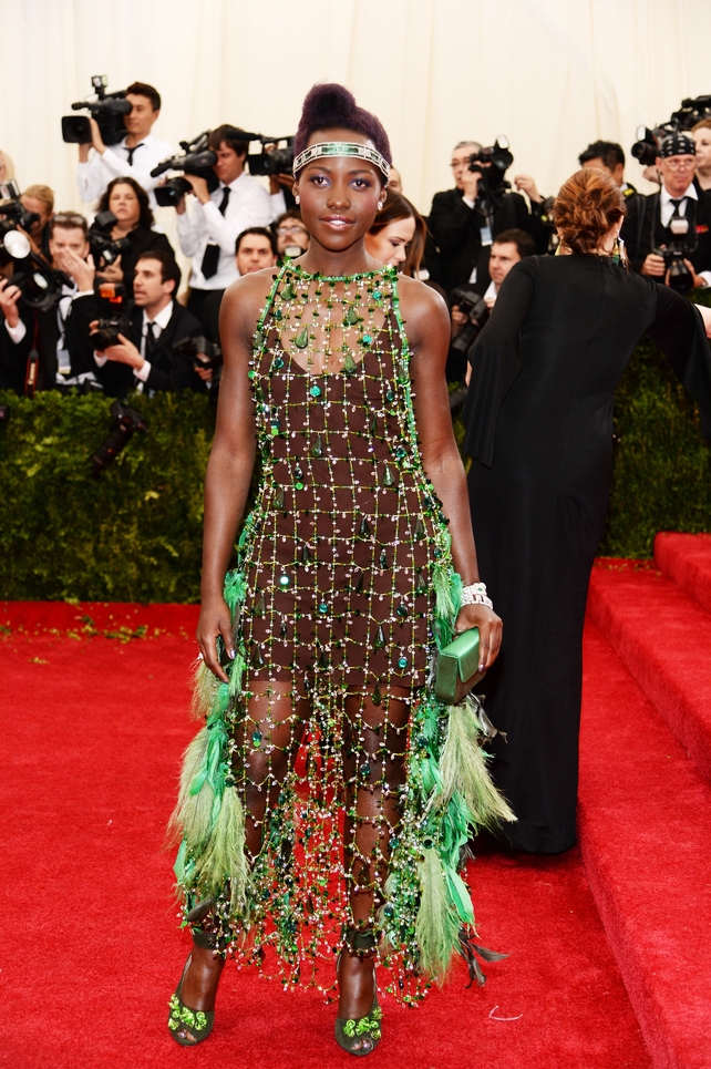 Lupita Nyong'o wore Prada to the Met Gala in 2014. Theme: Charles James: Beyond Fashion.