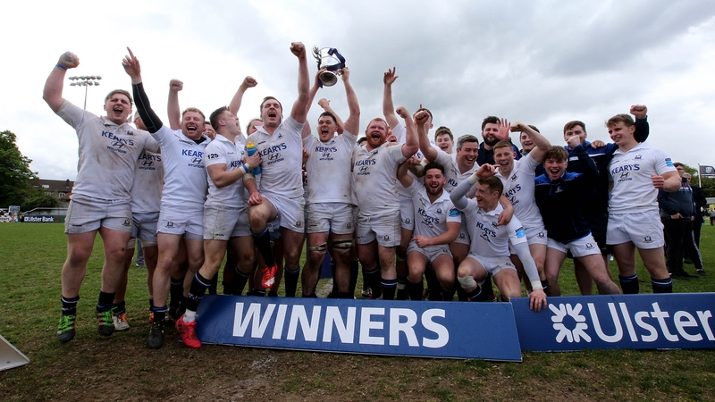 Cork Con players celebrate victory over Old Belvedere