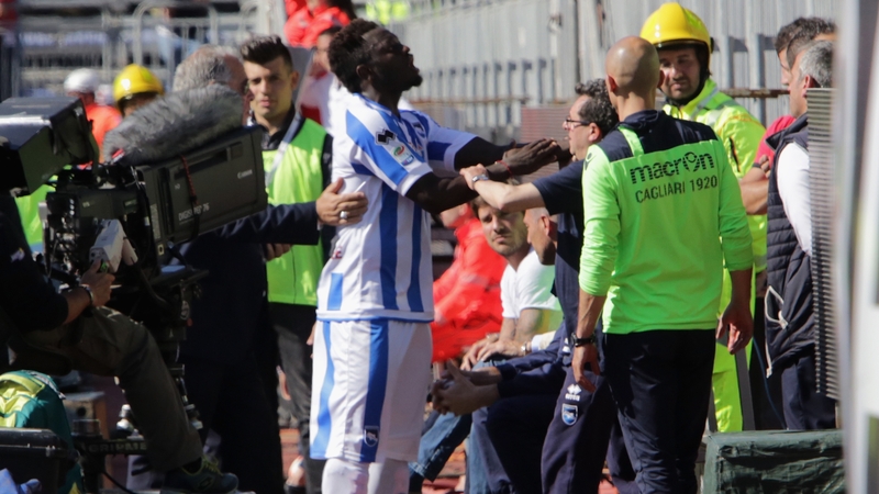 Sulley Muntari reacts during the Serie A match between Cagliari and Pescara