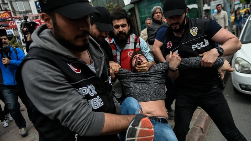 Authorities detained 165 people at protests around the Turkish city of Istanbul