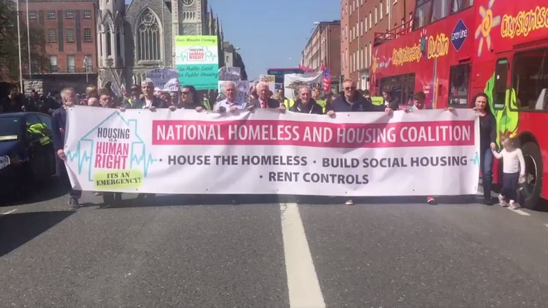 The march travelled from the Garden of Remembrance to Liberty Hall