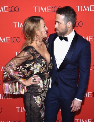 Ryan making his wife laugh at the TIME 100 Gala as he was nominated this year. Blake wore a gorgeous Marchesa dress for the occasion.