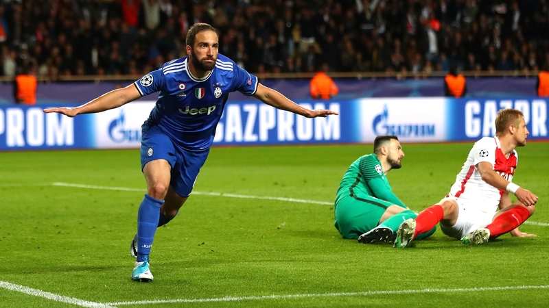 Higuain celebrates scoring at the the Stade Louis II