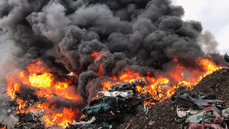 It is understood the fire started inside a large quantity of scrap metal