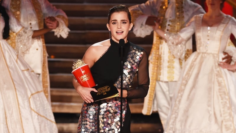 Emma Watson accepts "Best Actor" in a Movie for her role as Belle in "Beauty and the Beast" at the MTV Movie And TV Awards 2017