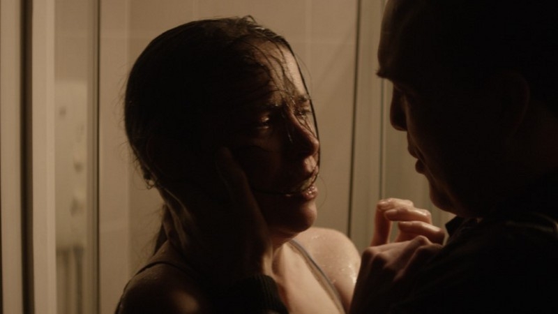 Colleague Denis (Ciaran McMenamin) gets to grips with Ruth (Caoilfhionn Dunne) in the shadowy, grief-stricken In View