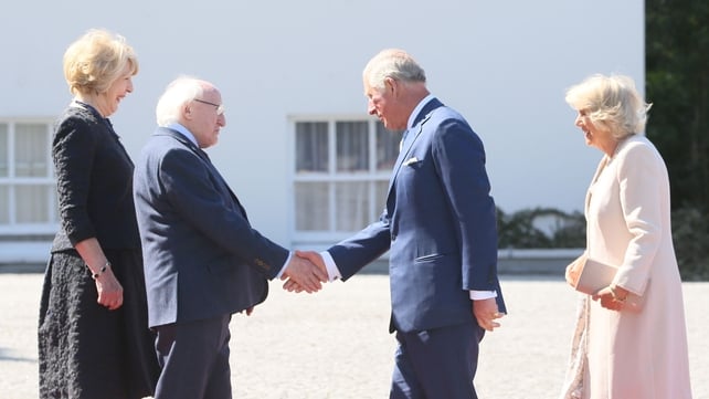 Charles and Camilla were greeted by President Michael D Higgins and his wife Sabina