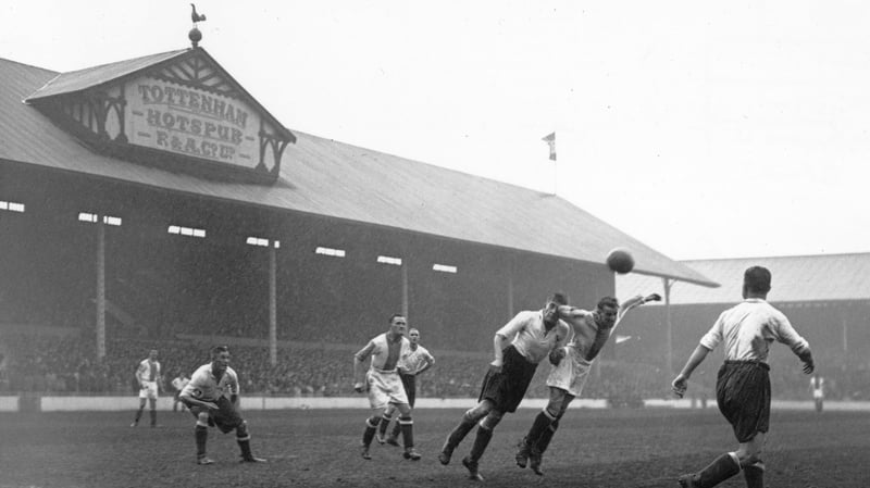 Spurs in action against Oldham Athletic in a fourth round FA Cup tie at White Hart Lane in 1932