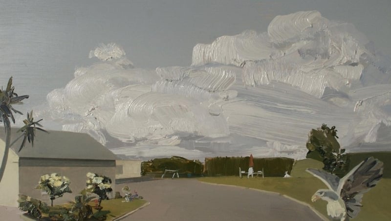 Detail from Palm Trees and Bungalow, Carlow (2010) by Mairead O'hEocha