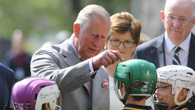 The Prince of Wales was greeted by avid hurling fans at Kilkenny Castle
