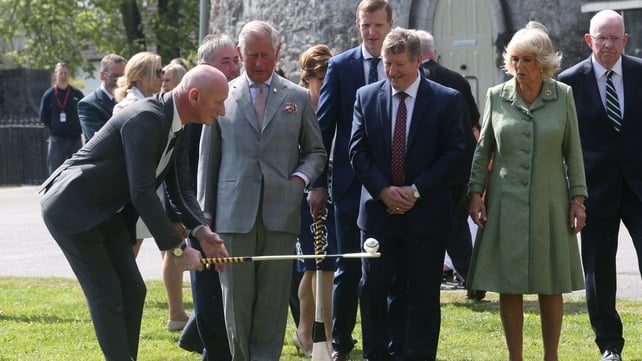 Kilkenny hurling manager Brian Cody demonstrates the art of hurling