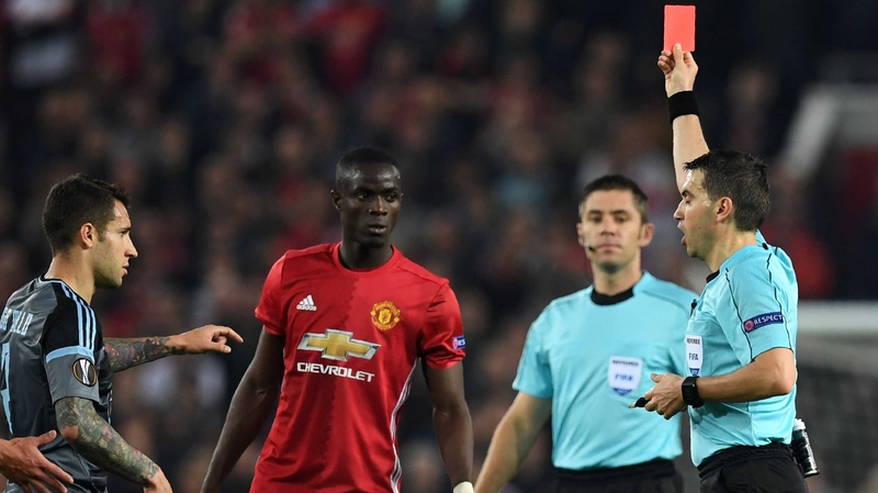 Eric Bailly sees red against Celta Vigo